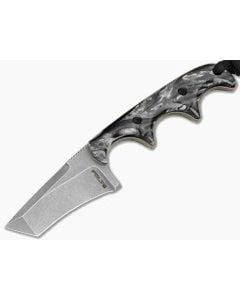 Alan Folts Custom Minimalist Tanto Black/White Acrylic Tumbled CPM-154 EDC Fixed Blade Knife (2.02") - CU-5330 1