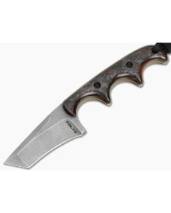 Alan Folts Custom Minimalist Tanto Red FatCarbon Tumbled CPM-154 EDC Fixed Blade Knife (2.02") - CU-5331 1