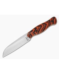 Alan Folts Custom Camp Utility Orange Red Black Micarta CPM-154 Hand Rubbed Sheepsfoot Fixed Blade Knife (3.50") - CU-5332 1