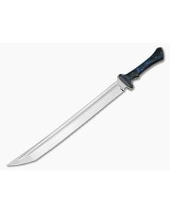 Alan Folts Custom Brush Sword Blue and Black Marble G10 5160 Mirror Polished Tanto Short Sword (13.88") - CU-5335 1