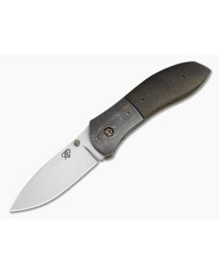 Aaron Frederick Crosscut Carbon Fiber Damascus Bolster Titanium Liner Lock Custom Folding Knife (3.50") - CU-5337 1