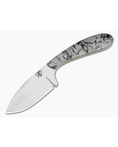 Aaron Frederick Black Silver Swirl Composite Drop Point Custom Fixed Knife (2.75") - CU-5341 1