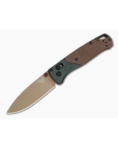 Benchmade 535FE-2602 Bugout Taiga Green Aluminum Brown Canvas Micarta S90V FDE Battlewash Folding Knife (3.24" Blade) - BM-535FE-2602 1