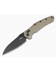Kershaw Bareknuckle DuraLock Flat Dark Earth Aluminum MagnaCut Black PVD Folding Knife (3.50" Blade) 6777FDEBLK - KS-6777FDEBLK 1