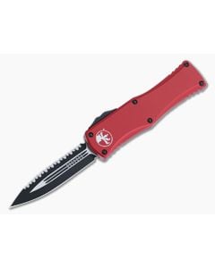 Microtech Hera OTF Red Aluminum Handle Black Double Edge Full Serrated Blade 702-3RD - MT-702-3RD 1
