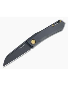 Real Steel Solis Sheepsfoot Black N690 Gold/Black Titanium Slip Joint Folder 7063G - RS-7063G 1