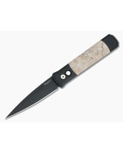 Protech Godfather Maple Burl Wood Black DLC Blade - PT-906 1