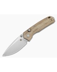 Vosteed Psyop 299 Natural Micarta S35VN Stonewash Button Lock Folding Knife (2.99") - VSD-A2229 1
