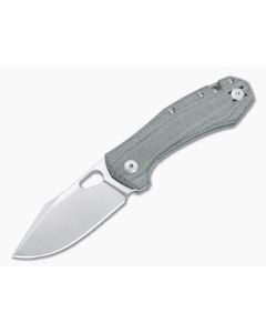 GiantMouse ACE Atelier "Mini Grand" Green Canvas Micarta Handle Satin Elmax Folder - GM-ATELIER-GRN-CANVAS 1