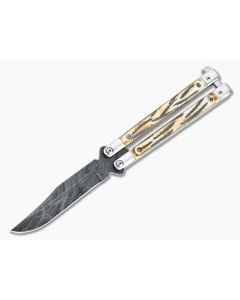 Bear and Son Damascus Stag Balisong Knife 517D - BS-517D 1