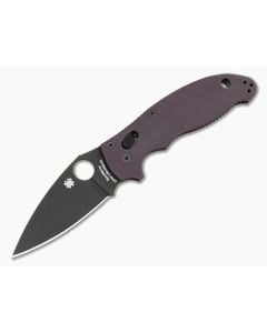 Spyderco Manix 2 Purple G10 Black DLC CPM Cru-Wear Folding Knife (3.37" Blade) Pre-Owned C101GPPRBK2 - SP-C101GPPRBK2 1