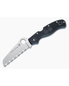 Spyderco Rescue 3 Thin Blue Line Serrated VG10 Black FRN Folder C14FSBKBL3 - SP-C14FSBKBL3 1