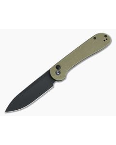 CIVIVI Button Lock Elementum Black Stonewashed 14c28n Olive Micarta Folder C2103B - CV-C2103B 1