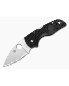 Spyderco Lil' Native Lightweight Black FRN CTS-BD1N Satin Serrated Folding Knife (2.42") C230SBK - SP-C230SBK 1