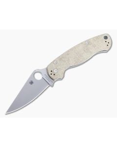 Spyderco Para Military 2 Plain Cruwear Brown Canvas Micarta Folder C81MPCW2 - SP-C81MPCW2 1