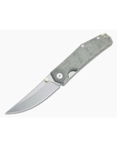 GiantMouse ACE Clyde Stonewashed Elmax Green Micarta & Brass Folder - GM-CLYDE-GRN-MICARTA-BRASS 1
