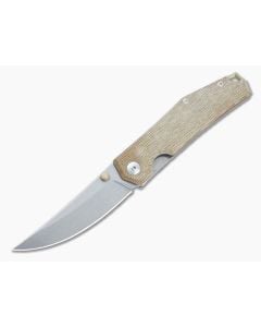 GiantMouse ACE Clyde Stonewashed Elmax Natural Micarta & Brass Folder - GM-CLYDE-NAT-MICARTA-BRASS 1