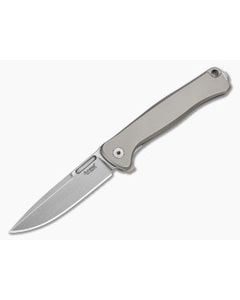 LionSteel Emmet Grey Titanium Magnacut Stonewashed Drop Point Folding Knife (2.83") EM01 FL - LS-EM01-FL 1