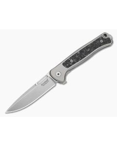 LionSteel Emmet Grey Titanium Carbon Fiber Magnacut Stonewashed Drop Point Folding Knife (2.83") EM01 GY - LS-EM01-GY 1
