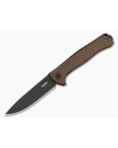 LionSteel Emmet Earth Brown Aluminum Magnacut Black PVD Drop Point Folding Knife (2.83") EM01A EB - LS-EM01A-EB 1