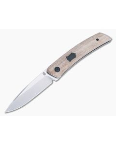 Jared Oeser F22 KICKSTOP Flipper Black Shield Brown Canvas Micarta Folding Knife - JO-F22-KF-BM2 1