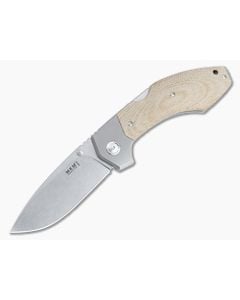 MKM Mikita x Rumici Hero Stonewashed M390 Natural Canvas Micarta Advanced Back Lock Folder HR-NCT - MKM-HR-NCT 1