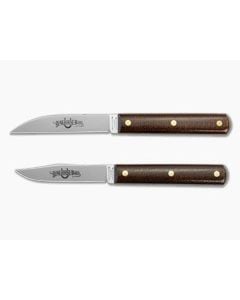 Great Eastern Cutlery Bunkhouse Brand Paring and Slicing Knife Set Brown Burlap Micarta 1095 Carbon Steel - GEC-K31K32CAR-BBM 1