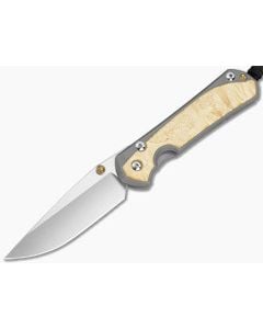 Chris Reeve Large Sebenza 31 Box Elder Burl Glass Blasted Titanium Drop Point MagnaCut Stonewash MIM Clip Frame Lock Knife (3.62" Blade) L31-1108-183-001 - CRK-L31-1108-183-001 1