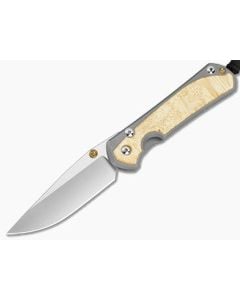 Chris Reeve Large Sebenza 31 Box Elder Burl Glass Blasted Titanium Drop Point MagnaCut Stonewash MIM Clip Frame Lock Knife (3.62" Blade) L31-1108-183-003 - CRK-L31-1108-183-003 1