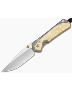 Chris Reeve Large Sebenza 31 Box Elder Burl Glass Blasted Titanium Drop Point MagnaCut Stonewash MIM Clip Frame Lock Knife (3.62" Blade) L31-1108-183-004 - CRK-L31-1108-183-004 1