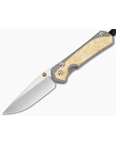 Chris Reeve Large Sebenza 31 Box Elder Burl Glass Blasted Titanium Drop Point MagnaCut Stonewash MIM Clip Frame Lock Knife (3.62" Blade) L31-1108-183-005 - CRK-L31-1108-183-005 1