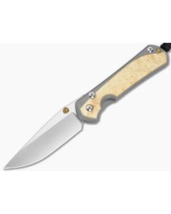 Chris Reeve Large Sebenza 31 Box Elder Burl Glass Blasted Titanium Drop Point MagnaCut Stonewash MIM Clip Frame Lock Knife (3.62" Blade) L31-1108-183-006 - CRK-L31-1108-183-006 1