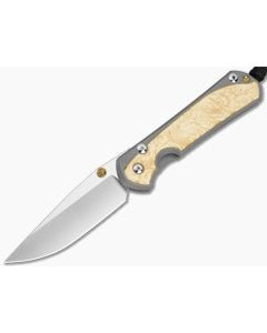 Chris Reeve Large Sebenza 31 Box Elder Burl Glass Blasted Titanium Drop Point MagnaCut Stonewash MIM Clip Frame Lock Knife (3.62" Blade) L31-1108-183-009 - CRK-L31-1108-183-009 1