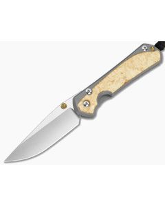 Chris Reeve Large Sebenza 31 Box Elder Burl Glass Blasted Titanium Drop Point MagnaCut Stonewash MIM Clip Frame Lock Knife (3.62" Blade) L31-1108-183 - CRK-L31-1108-183 1
