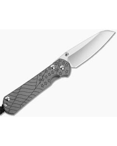 Chris Reeve Large Sebenza 31 Left Hand Insingo Forever Flag Glass Blasted Titanium MagnaCut Stonewash Folding Knife (3.61" Blade) L31-1509 - CRK-L31-1509 1