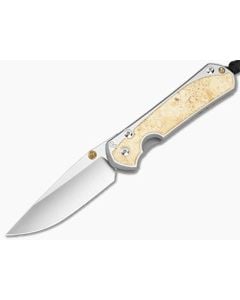 Chris Reeve Large Sebenza 31 Drop Point Box Elder Wood Polished Titanium MagnaCut Polished Folding Knife (3.61" Blade) L31-1628-003 - CRK-L31-1628-003 1