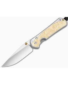 Chris Reeve Large Sebenza 31 Drop Point Box Elder Wood Polished Titanium MagnaCut Polished Folding Knife (3.61" Blade) L31-1628 - CRK-L31-1628 1