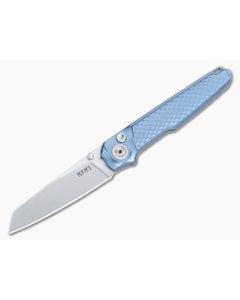 MKM Miura Button Lock Folder Blue Integral Ti Handle Satin M390 Blade MI-TBL - MKM-MI-TBL 1