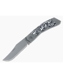 Jack Wolf Knives Mini Cyborg Jack White Marble Carbon Fiber - JWK-MINCY-01-MRBCF-WHT 1