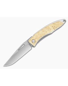 Chris Reeve Mnandi Box Elder Burl Wood Polished Titanium MagnaCut Frame Lock Knife (2.75" Blade) MNA-1008-029 - CRK-MNA-1008-029 1