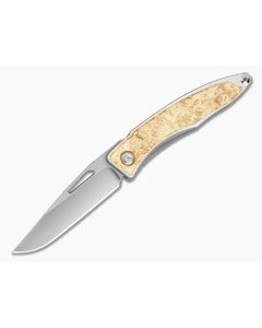 Chris Reeve Mnandi Box Elder Burl Wood Polished Titanium MagnaCut Frame Lock Knife (2.75" Blade) MNA-1008-036 - CRK-MNA-1008-036 1