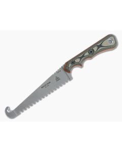 TOPS Knives Muley Saw and Gut Hook Stonewashed 154CM Tan Camo G10 Fixed Blade MSAW-01 - TP-MSAW-01 1