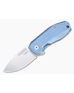 LionSteel Nano Frame Lock Flipper Blue Titanium Handle Satin MagnaCut Drop Point NA01-BL - LS-NA01-BL 1