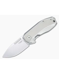 LionSteel Nano Frame Lock Flipper Grey Titanium Handle Satin MagnaCut Drop Point NA01-GY - LS-NA01-GY 1