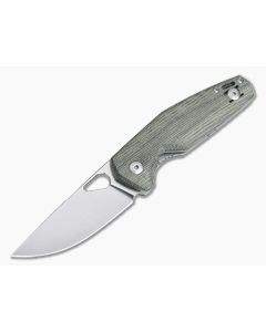 GiantMouse Nimbus V2 Satin Elmax Green Canvas Micarta Liner Lock Folder - GM-NIMBUS-V2-GRN-MICARTA 1