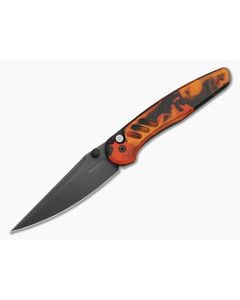 Protech Avalon Peace Neighbor Del Fuego Anodized Aluminum DLC Black Magnacut Button Lock Modified Clip Point Folding Knife (4.25") PN1104-DF - PT-PN1104-DF 1