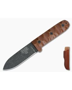 ESEE PR4 Tumbled Black Oxide Micarta Leather Sheath - ESEE-PR4-BO 1