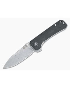 QSP Knives Hawk Damascus Shredded Carbon Fiber Liner Lock Flipper - QS-131-E 1
