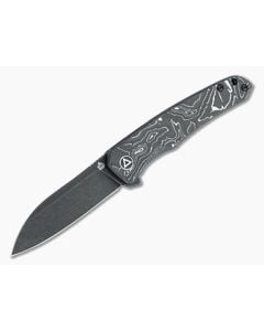 QSP Knives Otter Black Stonewashed S35VN Silver Foil Carbon Fiber Liner Lock Flipper QS140-A2 - QS-140-A2 1