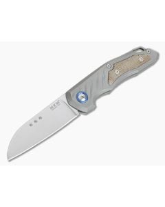 MKM Mikita Root Anso M390 Natural Canvas Micarta Inlaid Titanium Slip Joint Folder RT-NCT - MKM-RT-NCT 1